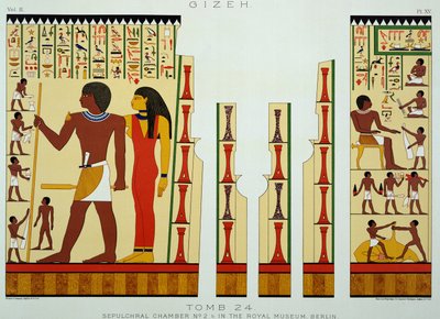 Tomba 24, camera sepolcrale n. 2, da Giza, Volume II, tavola XV da Antico Egitto di Samuel Augustus Binion, pubblicato 1887 da American School