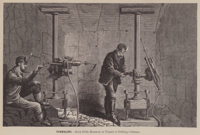 Scavo di tunnel, trapani a roccia montati su colonne di tunnel o di deriva da American School