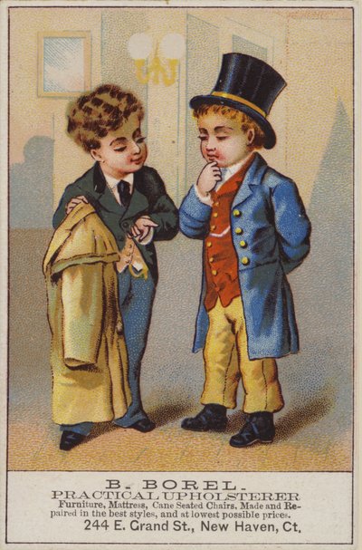 Due ragazzi in discussione, pubblicità di tappezzeria da American School