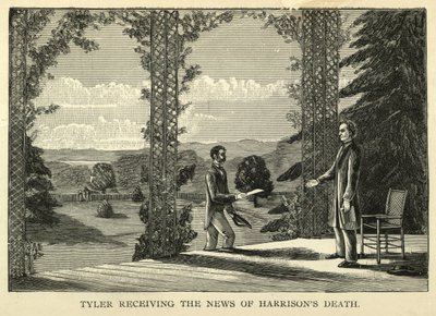 Tyler riceve la notizia della morte di Harrison, pub.1888 (incisione) da American School