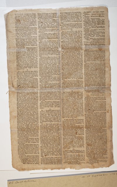 Costituzione degli Stati Uniti, c.10 settembre 1787 da American School