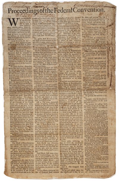 Costituzione degli Stati Uniti, c.10 settembre 1787 da American School