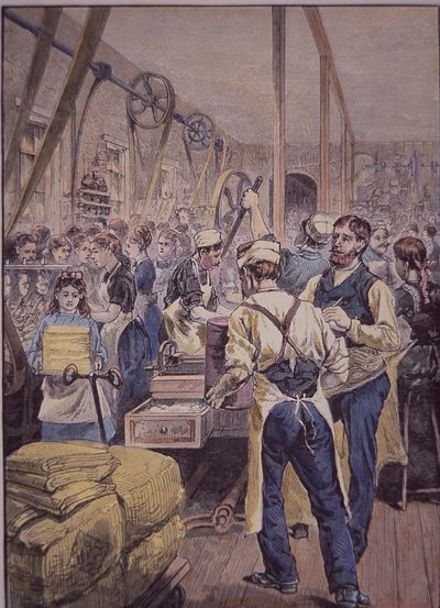 Industria tessile americana, fabbrica tessile nel Nord, c.1870 da American School