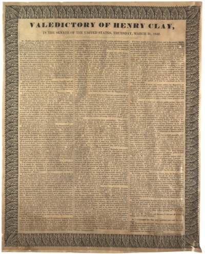 Discorso di commiato di Henry Clay, nel Senato degli Stati Uniti, 31 marzo 1842 da American School