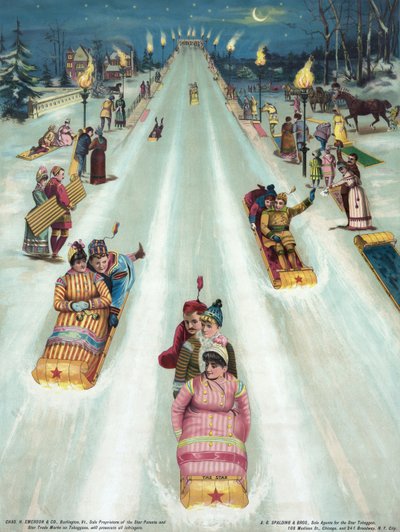 Poster vittoriano di slittino notturno da American School