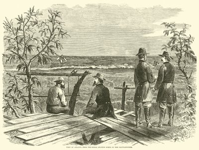 Vista di Atlanta dalla stazione di segnalazione a nord del Chattahoochee, luglio 1864 da American School