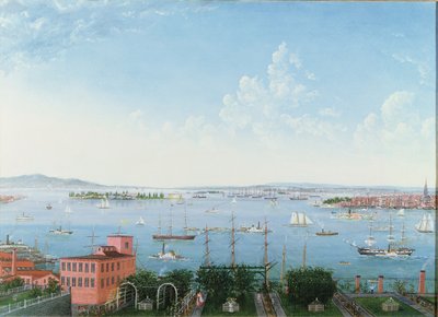 Veduta del porto di New York da Brooklyn Heights, c.1860 da American School