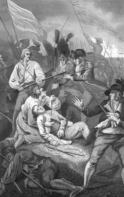 Veduta della battaglia di Bunker Hill combattuta il 17 giugno da American School