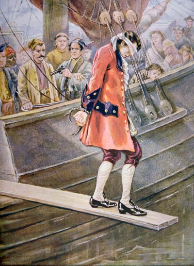 Camminare sulla tavola (litografia a colori) da American School