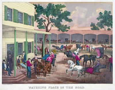 Luogo di abbeveraggio sulla strada, pub. 1870 da American School