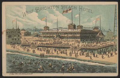 West Brighton Beach Hotel, USA (incisione colorata) da American School
