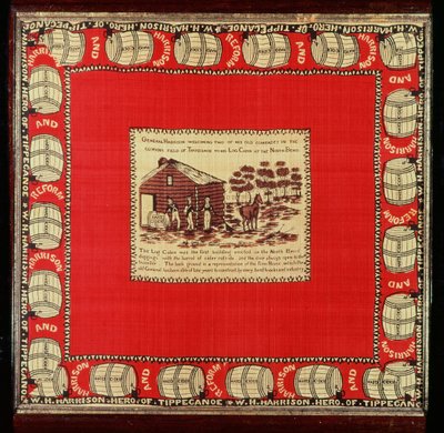 William Henry Harrison accoglie due vecchi compagni al Log Cabin, 1840 da American School