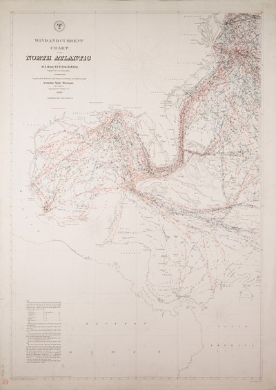Carta dei venti e delle correnti del Nord Atlantico da American School