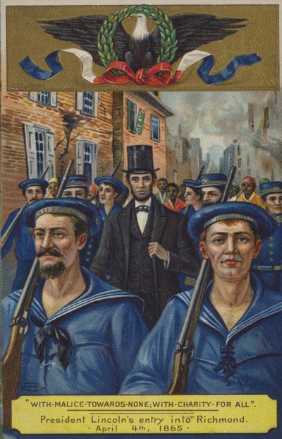 Con malizia verso nessuno; con carità per tutti. Entrata del Presidente Lincoln a Richmond, 4 aprile 1865 da American School