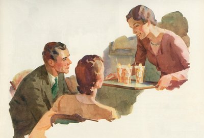Donna che serve tè freddo ai suoi amici da American School