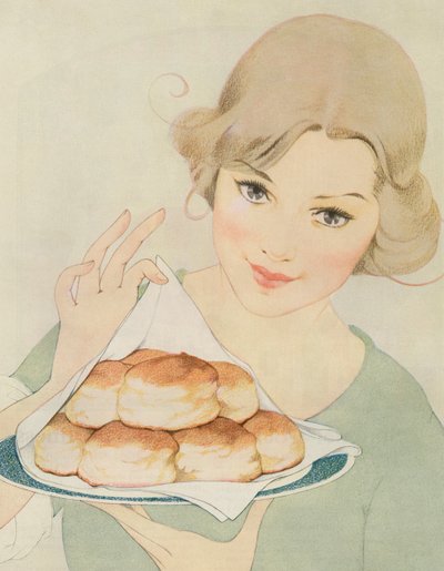Donna che serve biscotti caldi da American School
