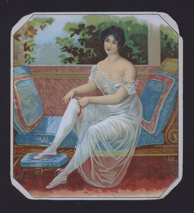 Donna in negligee, etichetta di sigari da American School
