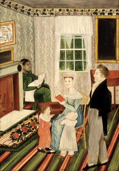 York, Pennsylvania Famiglia con servo negro, 1828 circa (olio su tavola) da American School