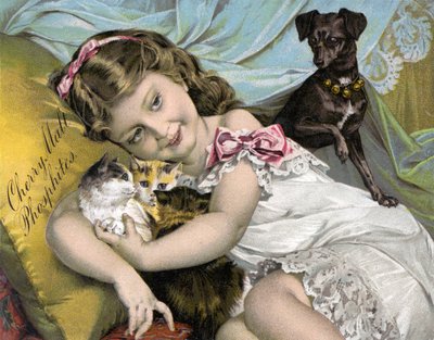 Ragazza giovane che coccola i suoi animali domestici da American School