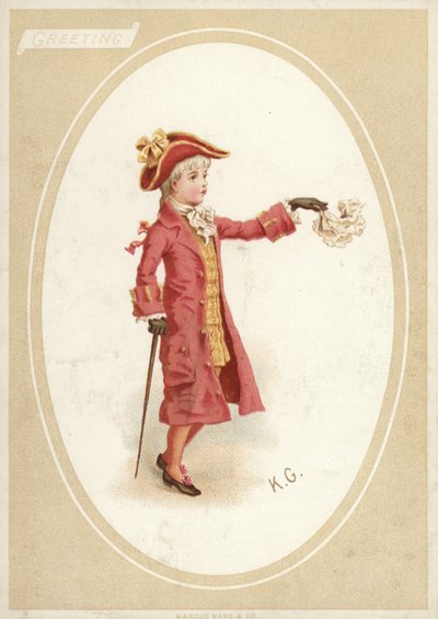 Ragazzo giovane in costume del XVIII secolo da American School
