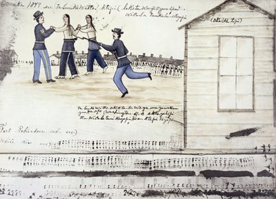 La morte di Cavallo Pazzo (c.1842-77) nel 1877, Fort Robinson, Nebraska da Amos Bad Heart Buffalo