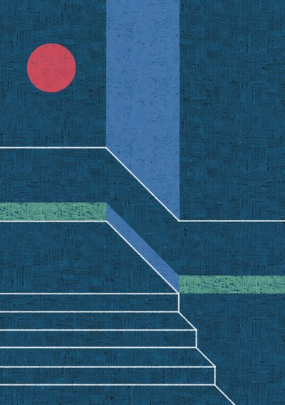 Cerchio rosso, gradini blu da Amy Louise Baker