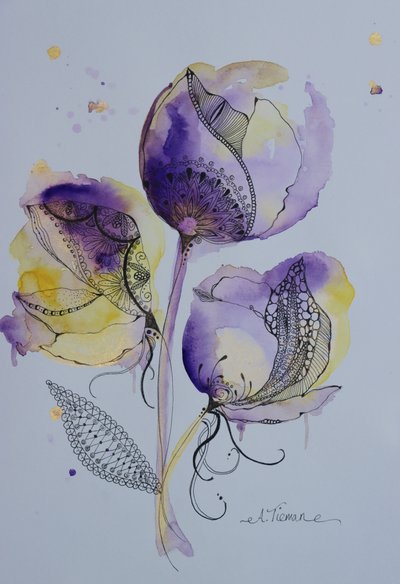 Eleganti fiori disegnati ad acquerello da Amy Tieman