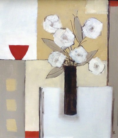 Ciotola rossa, fiori bianchi da Ana Bianchi