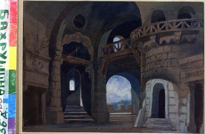 Scenografia per la pièce Macbeth di William Shakespeare da Anatoli Fedorovich Geltser