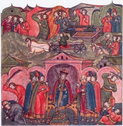 Violenza del Principe di Mosca Ivan Danilovich e i suoi vicini Da: La vita di San Sergio di Radonež da Ancient Russian Art
