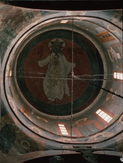 Jehovah. Dipinto della cupola nella Cattedrale di San Michele Arcangelo del Cremlino di Mosca, 1652-1666 da Ancient Russian frescos