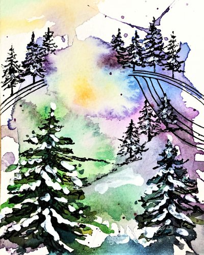 Foresta invernale dai colori vivaci da Anda Bieza
