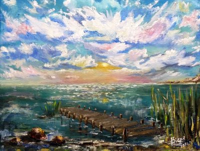 Il molo al tramonto, un