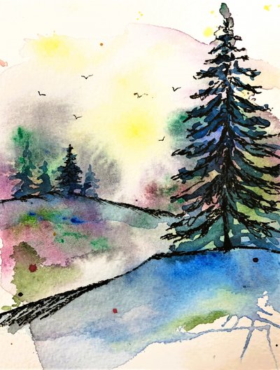 Alba in una foresta dai colori vivaci da Anda Bieza