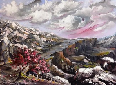 Un paesaggio montano dai colori vivaci da Anda Bieza