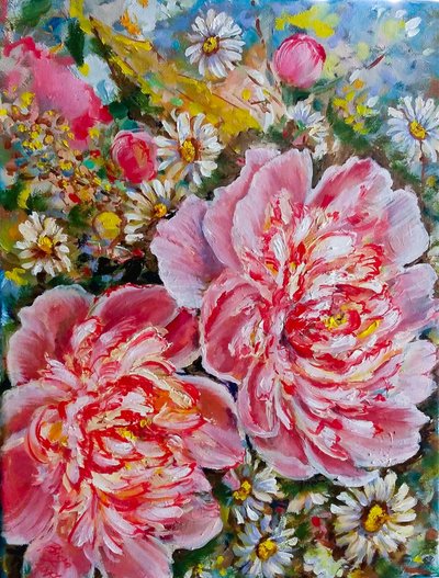 Un giardino di peonie dai colori vivaci da Anda Bieza
