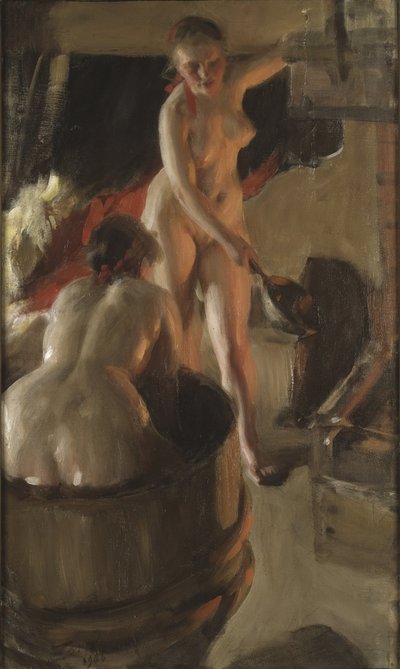 Ragazze di Dalarna che fanno il bagno - di Zorn, Anders Leonard (1860-1920). Olio su tela da Anders Leonard Zorn