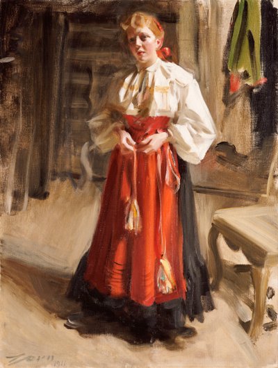 Ragazza in costume di Orsa, 1911 da Anders Leonard Zorn