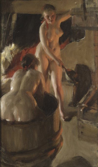 Ragazze di Dalarna che fanno il bagno, 1908 da Anders Leonard Zorn