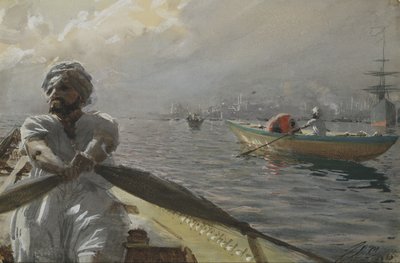 Barcaiolo turco nel porto di Costantinopoli, 1886 da Anders Leonard Zorn