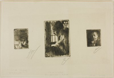 Testa di ragazza; contadina alla finestra; Anders Zorn da Anders Zorn