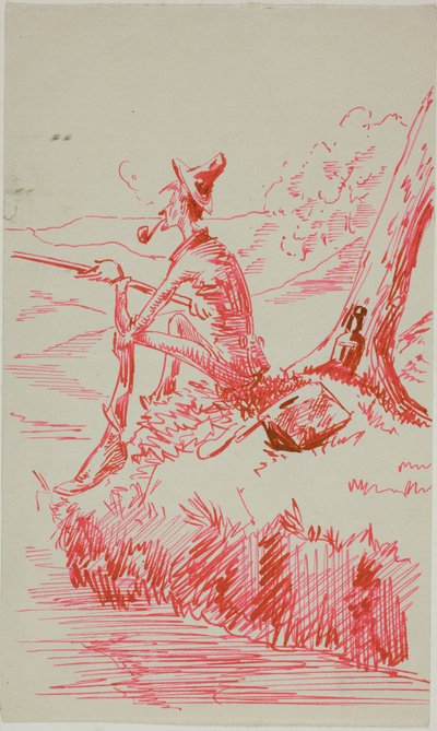 Uomo che pesca sulla riva del fiume da Anders Zorn