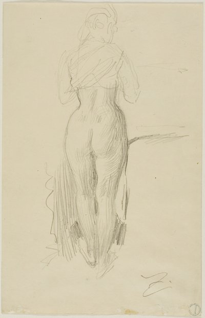 Figura femminile in piedi vista da dietro da Anders Zorn