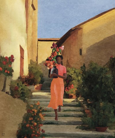 Donna che porta i fiori del villaggio da Andile Bokweni