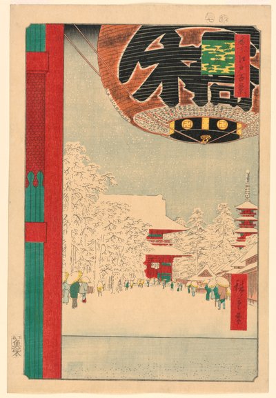 Tempio di Asakua, No 99 da Cento vedute famose di Edo (Asakua Kinryuzan) da Ando Hiroshige