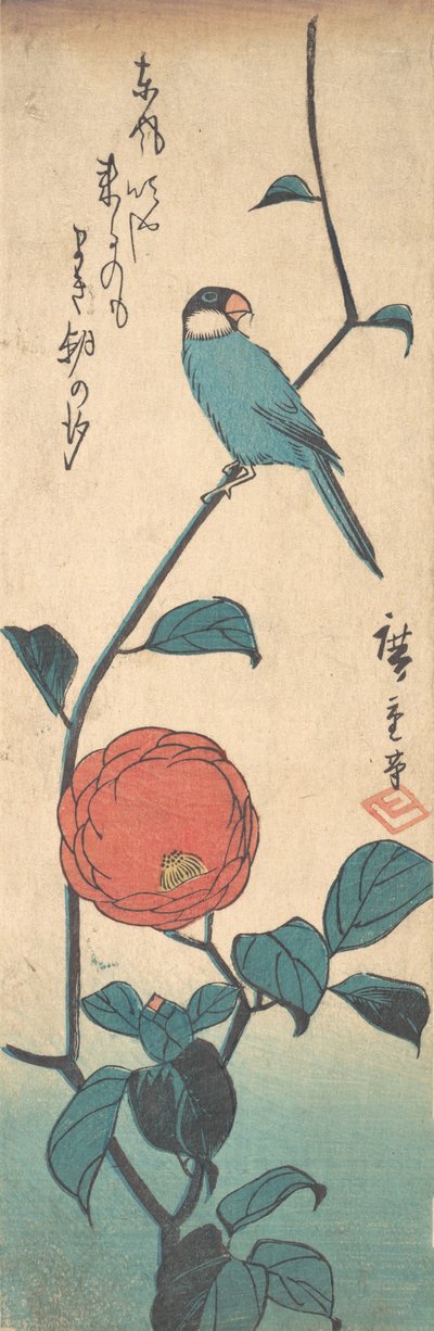 Camelia e Fringuello, ca. 1840 da Ando Hiroshige