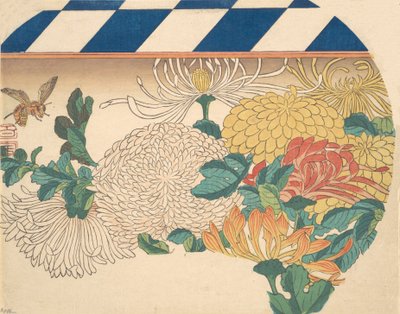 Crisantemi in disegno a ventaglio da Ando Hiroshige