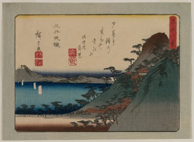 Campana della sera al Tempio di Mii dalla serie Otto vedute della provincia di Omi, fine 1830 o inizio 1840 da Ando Hiroshige