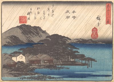 Pioggia serale al pino di Karasaki, ca. 1834-35 da Ando Hiroshige