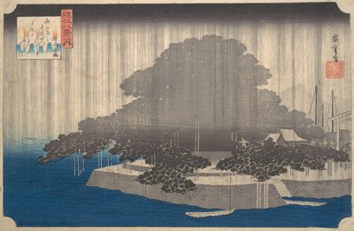 Pioggia serale sul pino di Karasaki da Ando Hiroshige